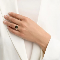 BIGLI Mini Sweety - 18kt rose gouden ring met rutielkwarts met onyx - 23322