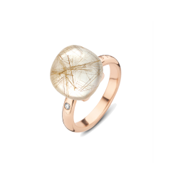 BIGLI Mini Sweety - 18kt rose gouden ring met ruptielkwarts + parelmoer 6ct en diamant 0.02ct - 23339