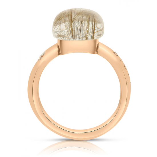 BIGLI Mini Sweety - 18kt rose gouden ring met ruptielkwarts + parelmoer 6ct en diamant 0.02ct - 23339