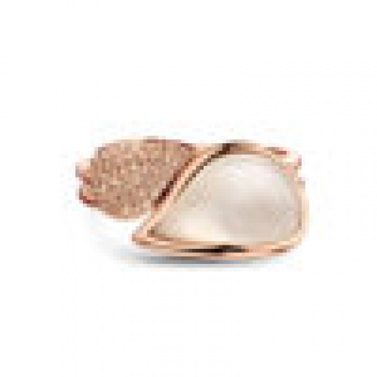 BIGLI Mini Leaves - 18kt rose gouden ring met bergkristal en parelmoer - 23386