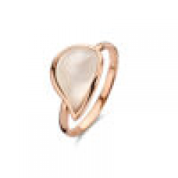 BIGLI Mini Leaves - 18kt rose gouden ring met bergkristal en parelmoer - 23386