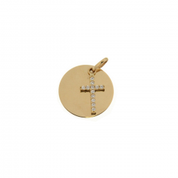 18kt geel gouden hanger met briljanten kruisje 0.11ct - 23739