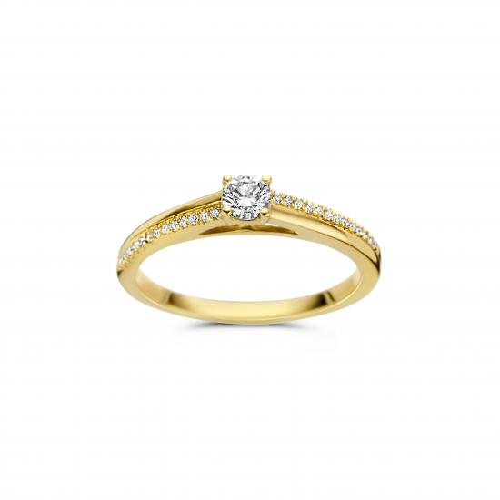 DULCI NEA - 18kt geel gouden ring met briljant 0.26ct - 23758