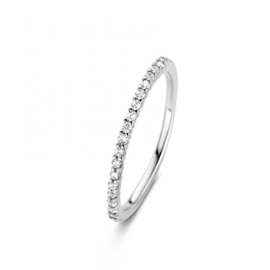 DUO 18kt wit gouden trouwring met briljant 0.30ct - 23815