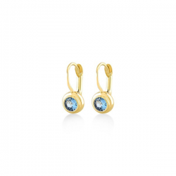 SWING JEWELS - 18kt geelgouden slinger oorringen met blauwe zirconium - 2538