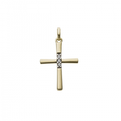 18kt geelgouden hanger met briljant 0.03ct - kruisje - 4283