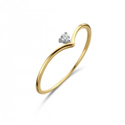 18kt bicolor gouden solitair ring met briljant 0.07ct - 4727