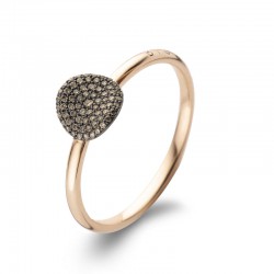 BIGLI Mini waves - 18kt rose gouden ring met bruine diamant 0.20ct - 4761