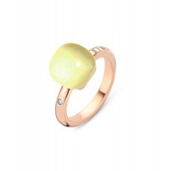 BIGLI Mini Sweety - 18kt rose gouden ring met citroenkwarts, parelmoer 6ct en diamant 0.02ct - 4767