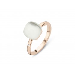 BIGLI Mini Sweety - 18kt rose gouden ring met bergkristal, parelmoer 4ct en diamant 0.01ct - 4768