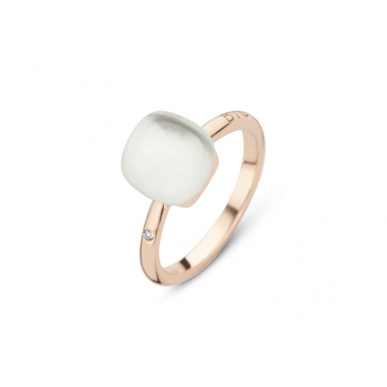 BIGLI Mini Sweety - 18kt rose gouden ring met bergkristal, parelmoer 4ct en diamant 0.01ct - 4768