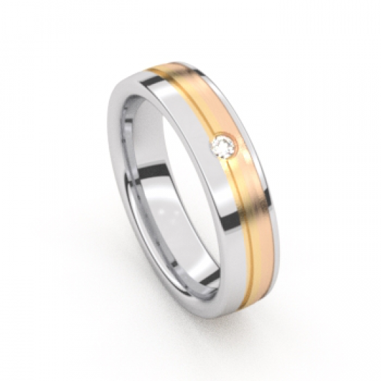 Tessina Staal + 18kt gouden trouwring en diamant - 5123