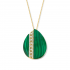 18kt geelgouden halsketting met malachiet hanger en diamant - 5186