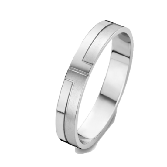 DUO - 18kt witgouden trouwring - 5284