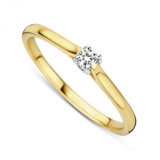 DULCI NEA - 18kt bicolor gouden verlovingsring met briljant 0.08ct - 6451