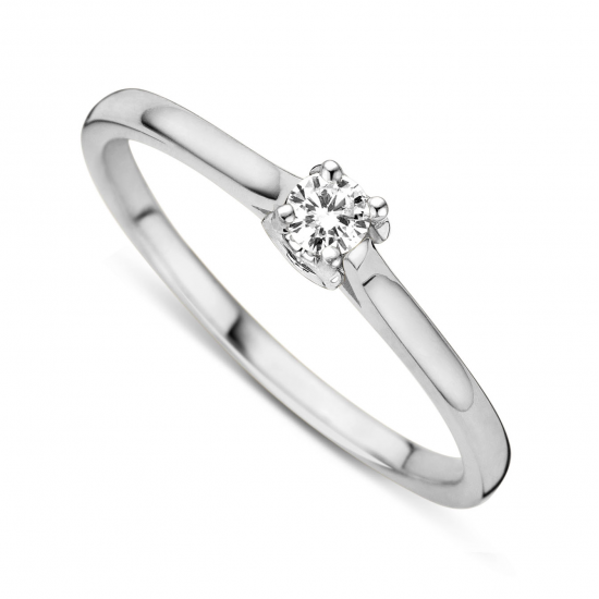 DULCI NEA - 18kt witgouden solitair ring met briljant 0.12ct - 6527