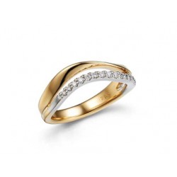 18t bicolore gouden ring met briljant 0.14ct - 6589