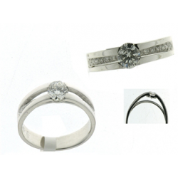18kt witgouden ring met briljanten & zirconium (middensteen) - 7221