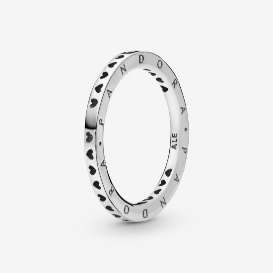 PANDORA SILVER ring- heart logo - 8658