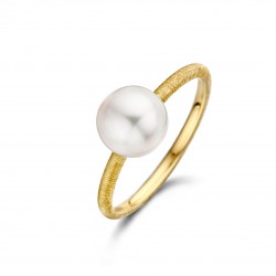 DULCI NEA - 18kt bicolor gouden ring met zoetwaterparel - 9150