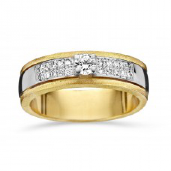 18kt bicolore gouden ring met zirconium - 9429