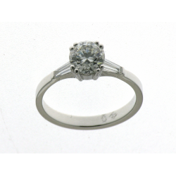 18KT WIT GOUDEN RING MET ZIRCONIUM + 2 BRILJANTEN 0.24ct - 10156