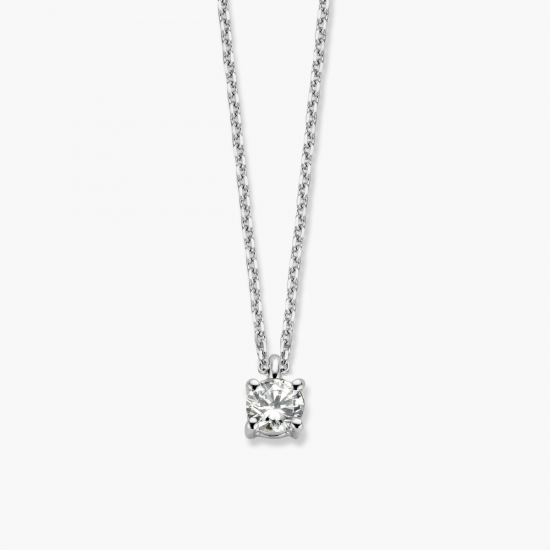 18kt witgouden halsketting met diamant 0.30ct - 12335