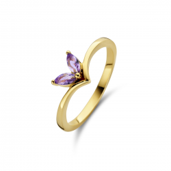 NAIOMY zilveren ring met zirconium, geel verguld - 12688