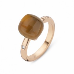 BIGLI Mini Sweety - 18kt rose gouden ring met cognac kwarts, parelmoer 6ct en diamant 0.02ct - 13056