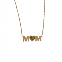 18kt geel gouden halsketting met MOM hanger en briljant 0.05ct - 13623