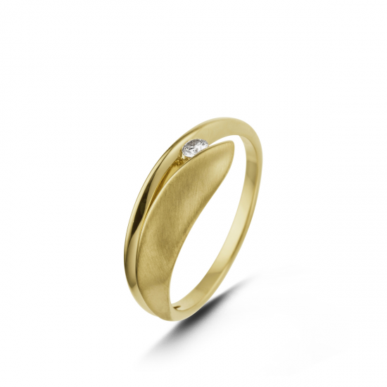 18KT GEEL GOUDEN RING MET BRILJANT 0.07ct - 13656