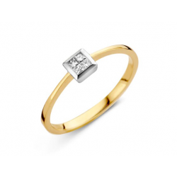 18KT BICOLOR GOUDEN RING MET BRILJANT - 13976