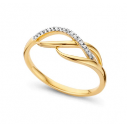 18KT BICOLOR GOUDEN RING MET BRILJANT - 13977