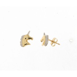 18kt geel gouden kinderoorringen - Unicorn / eenhoorn - 14057