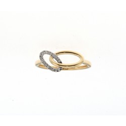 18kt Bicolor gouden ring met briljant 0.07ct - 14426
