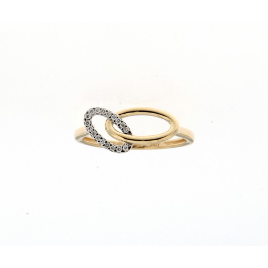 18kt Bicolor gouden ring met briljant 0.07ct - 14426