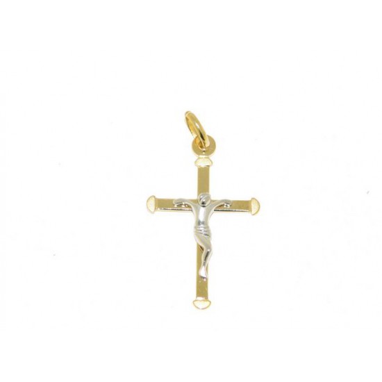 18kt bicolore gouden hanger - kruis - 14850