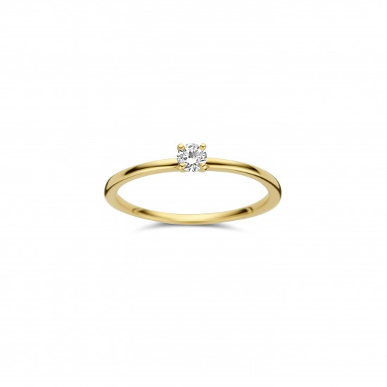 DULCI NEA - 18kt geelgouden solitaire ring met briljant 0.11ct - 15039