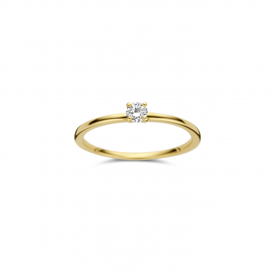 DULCI NEA - 18kt geelgouden solitaire ring met briljant 0.11ct - 15039