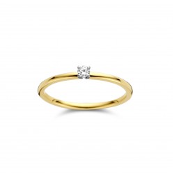 DULCI NEA - 18kt bicolore gouden solitaire ring met briljant 0.08ct - 15041