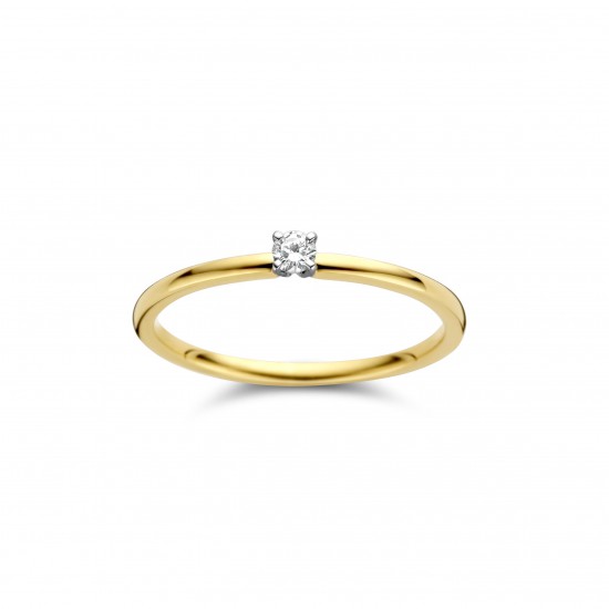 DULCI NEA - 18kt bicolore gouden solitaire ring met briljant 0.08ct - 15041