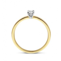 DULCI NEA - 18kt bicolore gouden solitaire ring met briljant 0.08ct - 15041