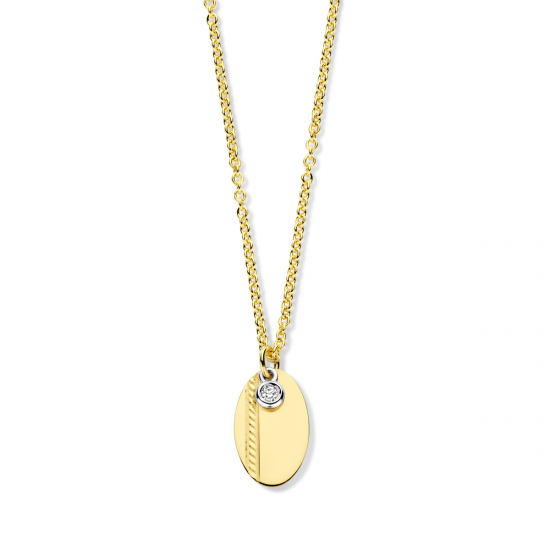 18KT geelgouden halsketting met briljant 0.02ct - 15048