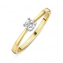 DULCI NEA - 18kt bicolore gouden solitaire ring met briljant 0.23ct - 15054