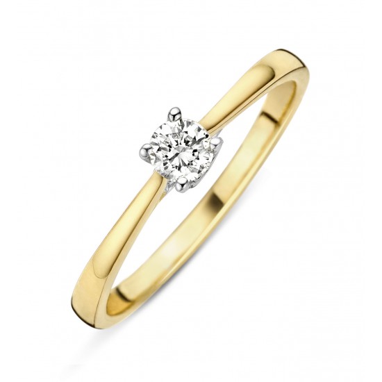 DULCI NEA - 18kt bicolore gouden solitaire ring met briljant 0.23ct - 15054