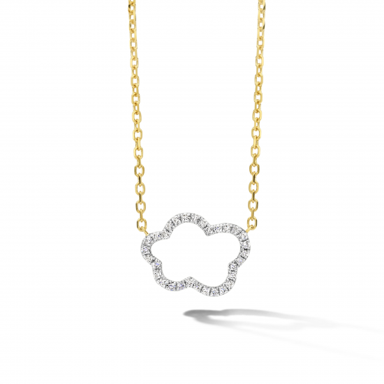 DULCI NEA - 18kt bicolore gouden halsketting met briljant 0.16ct - 15063