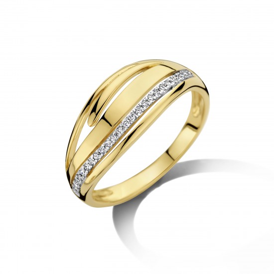 DULCI NEA - 18kt bicolore gouden ring met briljant 0.08ct - 15065