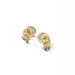 DULCI NEA - 18kt bicolore gouden oorringen met briljant 0.06ct - 15073