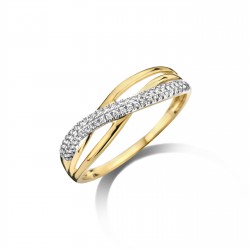 DULCI NEA - 18kt bicolore gouden ring met briljant 0.11ct - 15303