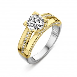 SILVER ROSE - bicolore zilveren ring met zirconium - 15337